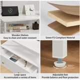 Edbuosy 27 inch Wide Nightstand Set of 2 with LED,Side Table with One Wooden Drawer，Nightstand with Charging Station,End Table Bedside Table with USB Ports and Outlets,White with LED Edbuosy