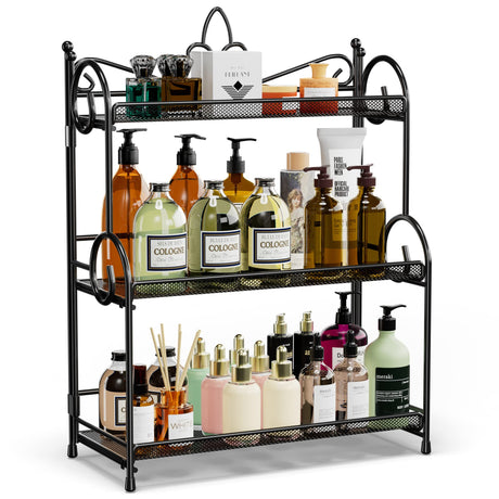 YIUKEA Bathroom Organizer Countertop - 3 Tier Spice Rack Organizer, Counter Organization and Storage for Bathroom, Kitchen, Bedroom, Offices, Foldable YIUKEA