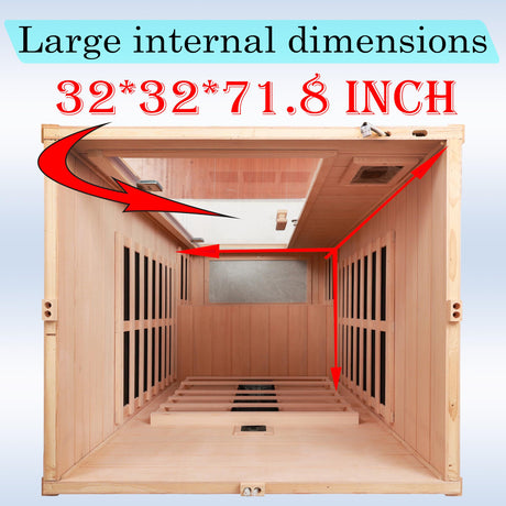KUNSANA Ceramic Infrared Sauna 1 Person Far Infrared Sauna Hemlock Saunas Room for Home 2 in 1 Indoor Sauna with Low EMF Heaters + Ceramic Heating Cubes-Chromotherapy-Bluetooth Speaker KUNSANA
