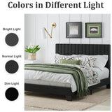 AILUNWALL Full Size Bed Frame, Velvet Upholstered Platform Bed with Adjustable Tufted Headboard, Sturdy Frame and Slats, Noiseless, No Box Spring Required, Easy to Assemble, Black AILUNWALL