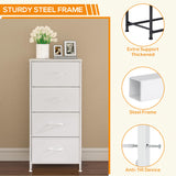 DUMOS Dresser for Bedroom, 4 Storage Drawers, Tall Fabric Closet Chests Organizer Tower Furniture with Wooden Top Metal Frame for Clothes, Living Room, Hallway, Entryway DUMOS