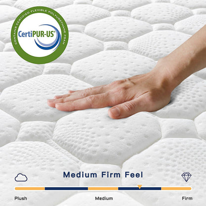 Vesgantti 8 Inch Multilayer Hybrid Full Mattress - Multiple Sizes & Styles Available, Ergonomic Design with Memory Foam and Pocket Spring, Medium Firm Feel, White