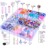 AIPRIDY 3200 Pcs Unicorn Jewelry Activity Kit,Clay Beads Bracelet Making Kit,Flat College Style Beading for Friendship Jewelry Making,Crystal Time Gem Ring Gifts,DIY Crafts for Teen Girls(Pink) AIPRIDY