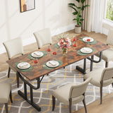 GarveeHome Farmhouse Dining Table for 6 People, 70.8-Inch Rectangular Rustic Kitchen Wood, Dining Table Table with Heavy Duty Metal Legs for Dining Room GarveeHome