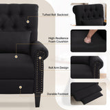 choairy Pushback Recliner Chair, Accent Push Back Chair Set of 2 with Adjustable Footrest Wingback, Upholstered Linen Reclining Sofa with Side Pocket, Comfy Modern Armchair for Living Room, Black choairy