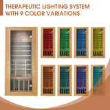 springspa Far Infrared Sauna Room, Near Zero EMF Canadian Hemlock Wood Sauna with 1400W, 9 Chromo Therapy Lights, Oxygen Ionizer, Bluetooth, LCD Control Pannel for Indoor Use, 1 Person springspa