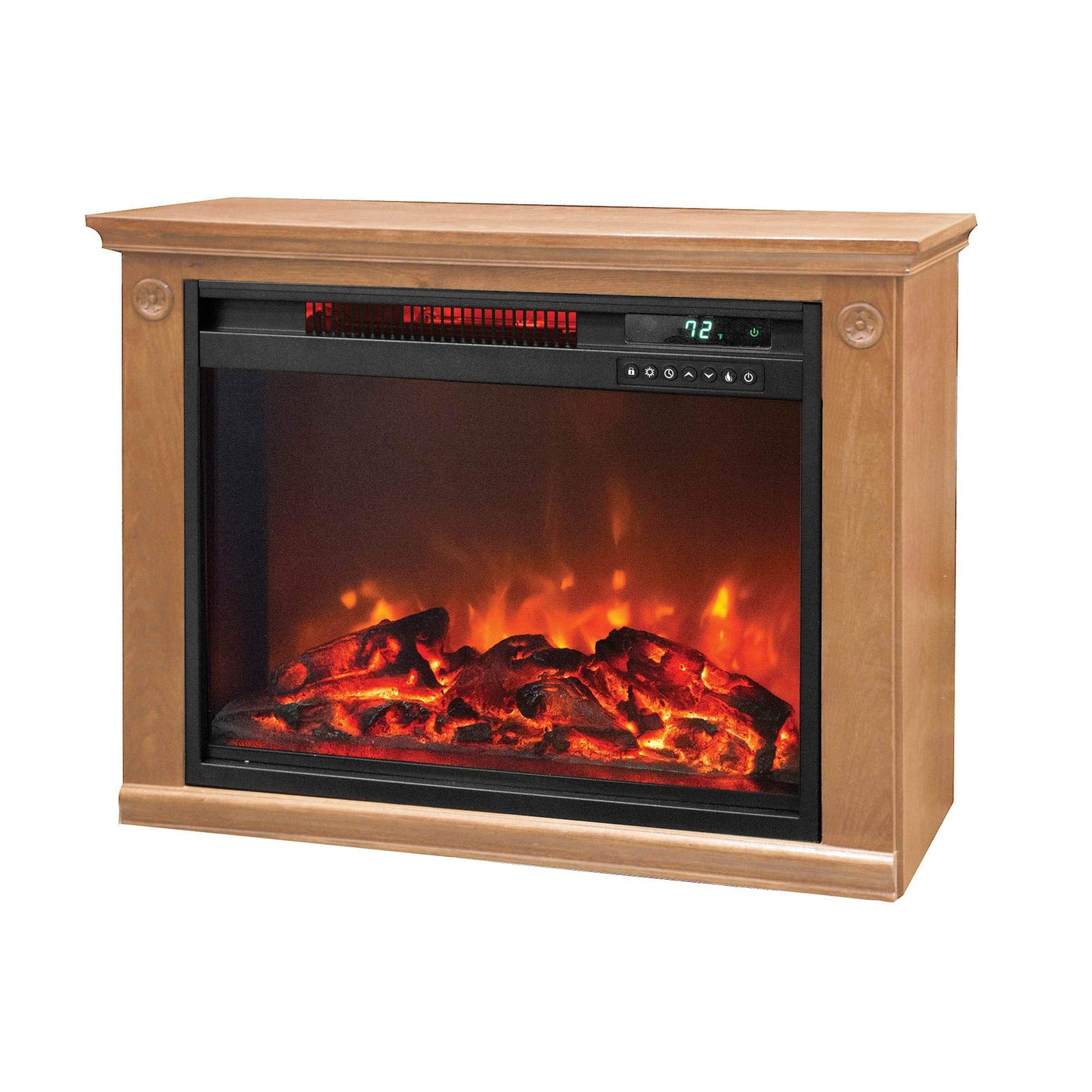 LifeSmart LifePro 1500 Watts Portable Electric Infrared Quartz Indoor Fireplace Heater with 3 Heating Elements, Remote and Wheels, Medium Oak Wood