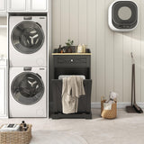 Tilt Out Laundry Hamper Cabinet with Drawer, Tilt Out Trash Can Cabinet 12 Gallon, Kitchen Island with Trash Can Cabinet, Trash Garbage Can Bin Cabinet for Laundry Room, Kitchen (Black, single door) Jehiatek