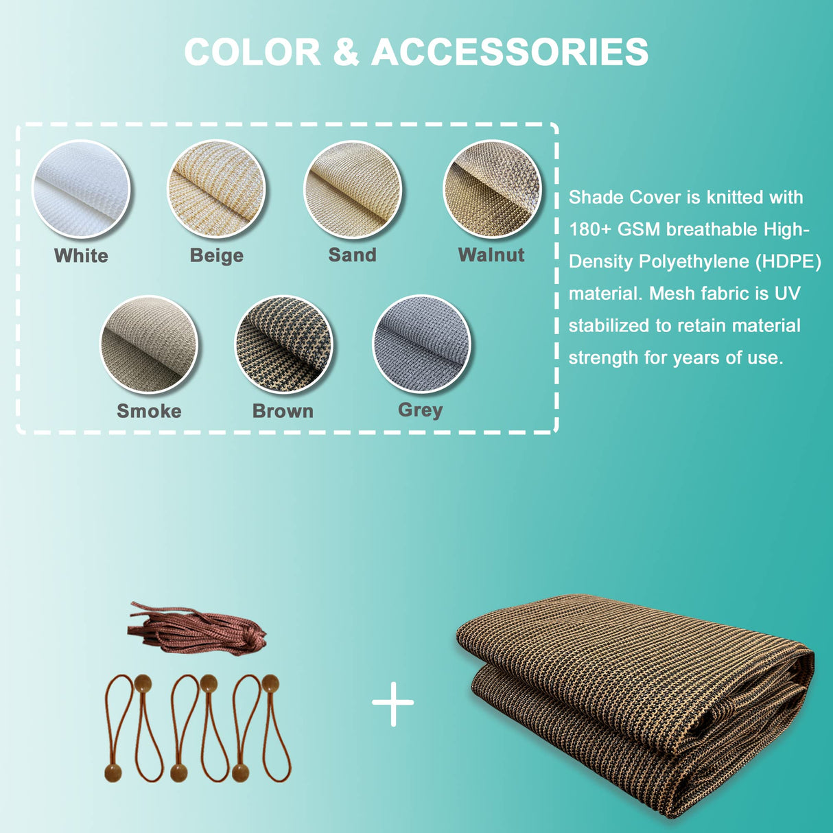 Alion Home Outdoor Pergola Sun Shade Cover Cloth Patio Canopy HDPE Permeable with Grommets (10' x 14', Brown) Alion Home