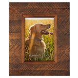 Eosglac Wooden 5x7 inch Picture Frame, Wood Plank Design with Rustic Brown Finish, Wall Mounting or Tabletop Display, Handmade Photo Frame Eosglac