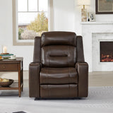 Watson & Whitely Genuine Leather Power Recliner Chairs for Adults, Lay Flat Recliner with Power Headrest, USB Ports and Cup Holders, Electric Reclining Sofa for Living Room, Bedroom, Dark Brown Watson & Whitely