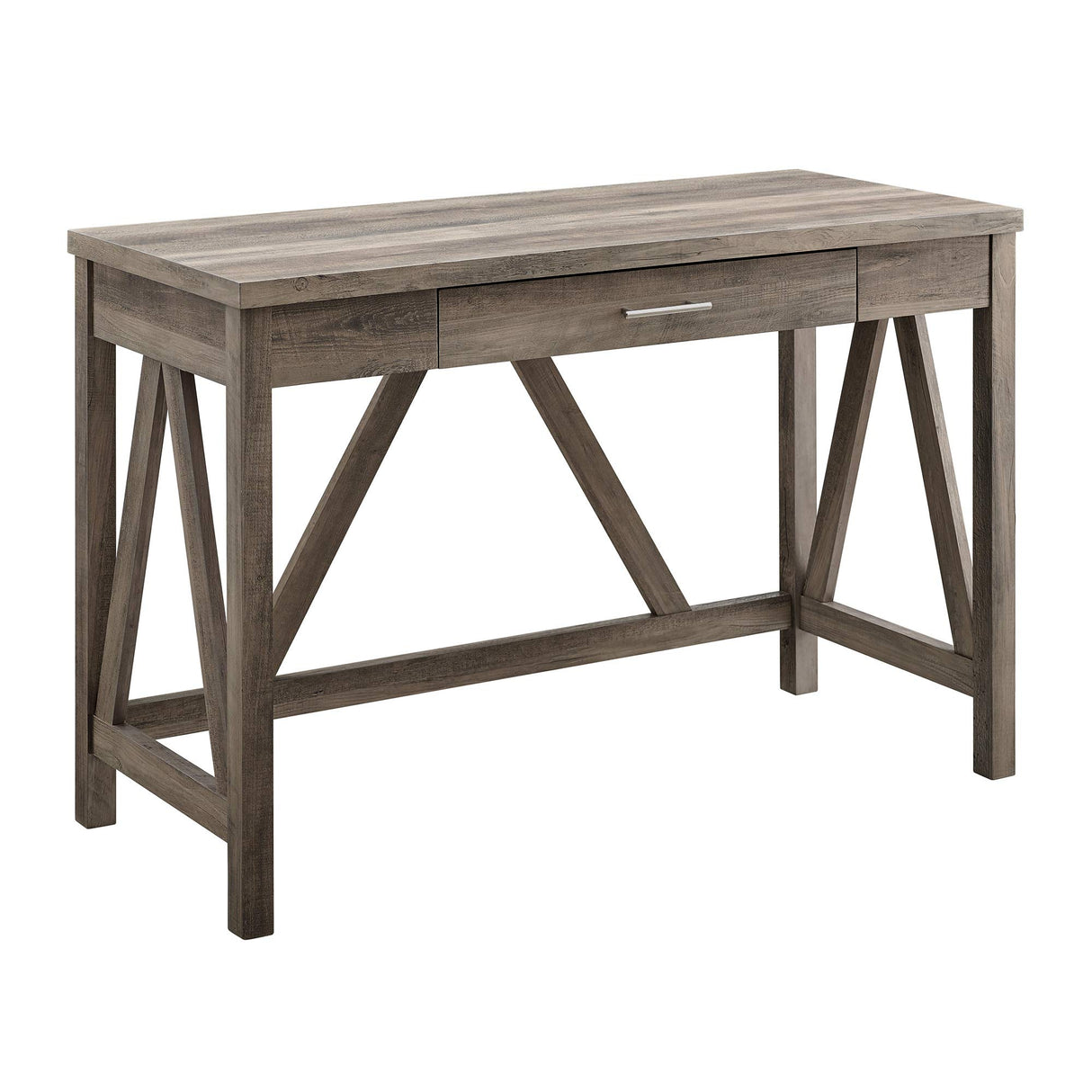 Walker Edison Rustic Farmhouse Wood Computer Writing Desk Home Office Workstation Small, 46 Inch, Grey Walker Edison