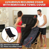 AMBITHERM Large Portable Infrare d Sauna for Home – Extra Large Sauna Tent - 50% More Leg Room – Touch-Sensitive Entertainment Pocket– Reclining Beechwood Chair with Washable Fitted Towel AMBITHERM