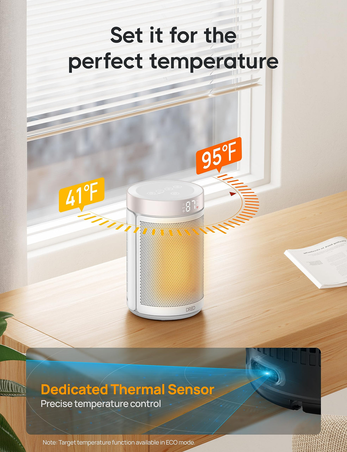 Dreo Space Heater, Portable Electric Heaters for Indoor Use with Thermostat and Remote, 2024 Upgraded, Digital Display, 12H Timer, 5 Mode, 1500W PTC Ceramic Fast Safety Heat for Office Bedroom Home Dreo