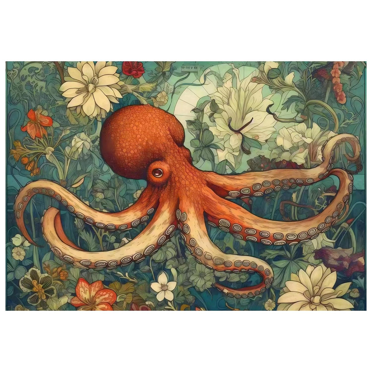 Octopus Paint by Numbers for Adult, Octopus Paint by Numbers Kit for Adults Beginners, DIY Acrylic Painting on Canvas for Home Wall Art Decor(16x20Inch Mandun