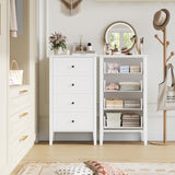 TTVIEW 4 Drawer Dresser, White Dresser Antique Chest of Drawers with Solid Frame, Tall Wood Storage Chest Cabinet for Living Room, Bathroom, Entryway, White TTVIEW
