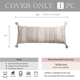 BlissBlush Cream Decorative Lumbar Throw Pillow Cover 14x36 Boho Long Cushion for Bed Neutral Accent Farmhouse Pillowcase for Bedroom Living Room Couch Sofa Home Décor (Cover ONLY, Pack of 1) BlissBlush