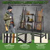DGWJSU Gun Rack, Rifle Rack with Gun Storage Solutions, Indoor Standing Floor Shotgun Rack, Shooting Clubs, Hunting Range, Holds Up to 10 Long Guns and Gun Accessories Organizer DGWJSU