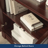 Sauder Palladia Book Shelf, Bookshelf with Storage, Library Bookcase with Doors and Adjustable Shelves, in Select Cherry finish Sauder