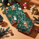 WRAPAHOLIC Kraft Forest Animal Christmas Wrapping Paper - Mini Roll - 17 Inch x 16.5 Feet - Forest Animals Fox Wrapping Paper with Flowers Design for Christmas Holiday, Party Celebration WRAPAHOLIC