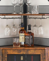 Tioutbot Corner Bar Cabinet with LED Light, Wine Bar Cabinet and Glass Holder, 5-Tiers Storage Space, Industrial Wine Rack for Small Space, Dining Room Tioutbot