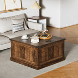 AntsandAnts Farmhouse Coffee Table with Storage, Square Wood Coffee Tables for Living Room, Large Center Table with Flip-Top Lid, 31.5 Inch (Rustic Brown) AntsandAnts