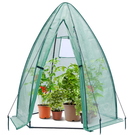 Portable Plant Protector from Animals, Ohuhu Greenhouse for Outsides with Durable PE Cover, Heavy Duty Green House with Zippered Door Mesh Window for Vegetables Flowers Fruits Herbs, 63x54x71 Inch Ohuhu