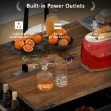 Merax 53.7" Kitchen Cart Island on Wheels with Power Outlet,Drop Leaf and 2 Sliding Barn Door,Farmhouse Wood Frame Storage Cabinet for Dining Room Merax