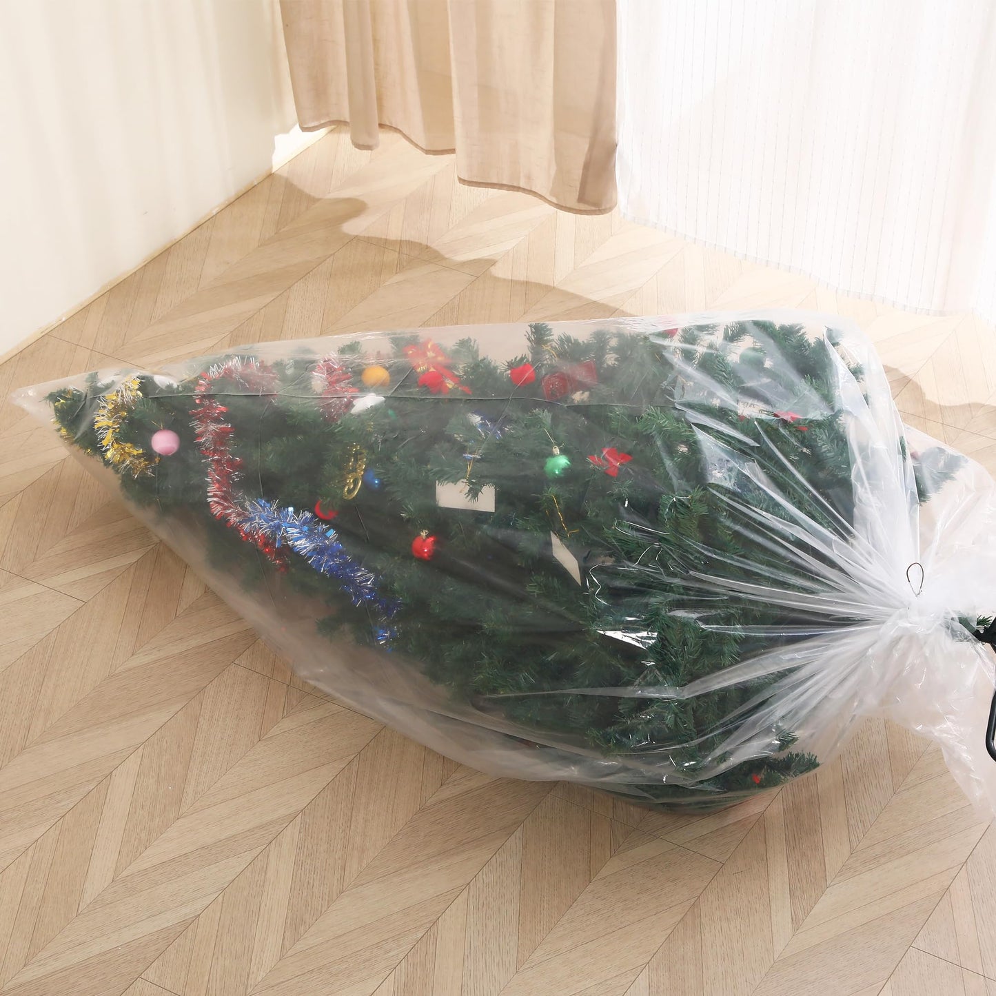 Liyaomix Christmas Tree Removal Bag, Clear 9ft x 6ft Christmas Tree Disposal Bag Waterproof for Upright Storage