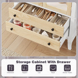 71" Tall Arched Kitchen Pantry, Modern Farmhouse Wood Kitchens Storage Cabinets with 2 Large Drawers and Adjustable Shelves, Arched Display Cabinet with Glass Doors for Dining Room, Bathroom LIVAUVEAD