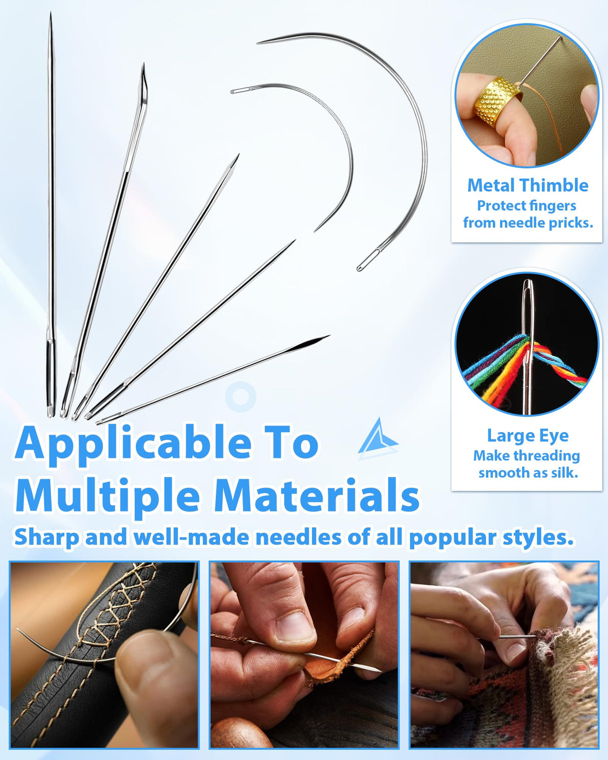 PLANTIONAL Upholstery Repair Sewing Kit: 47 Pieces Heavy Duty Sewing Kit with Sewing Awl, Seam Ripper, Leather Hand Sewing Stitching Needles, Sewing Thread for Car, Sofa, Backpack, Shoe, Craft DIY PLANTIONAL