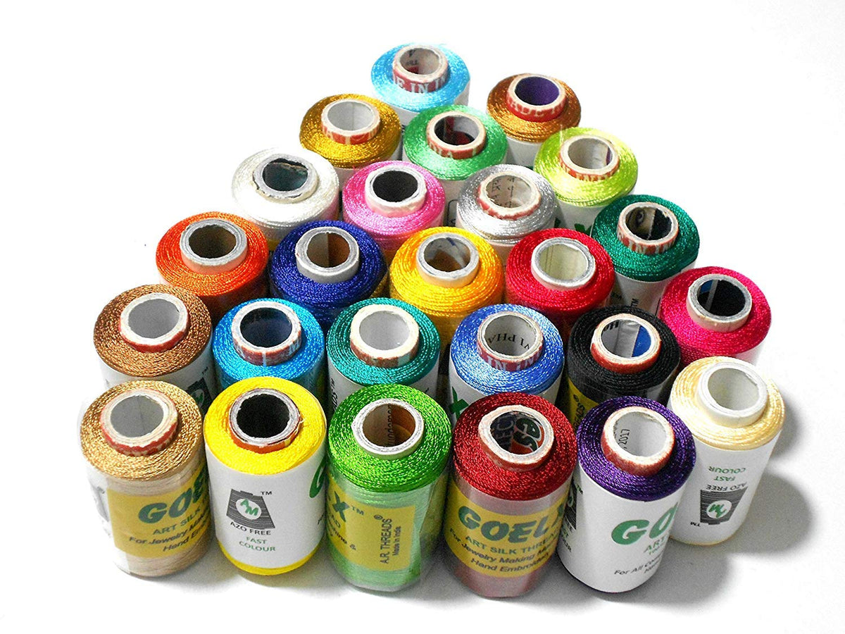 Goelx Silk Thread 25 Main Color Set for Jewellery-Tassel Making- Embro ...