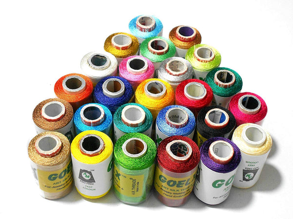 Goelx Silk Thread 25 Main Color Set for Jewellery-Tassel Making- Embro ...