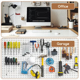 Spampur Peg Board, 4 Pack Metal PegBoard Organizer with Accessories, White Pegboard Panels with 50 Pcs Hooks and Baskets, Wall Organizer for office, Craft Room Organization, Garage, Sewing Room Spampur