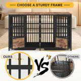 BOINN Large Dog Crate Furniture, 63 inch Heavy Duty Double Dog Crate with Divider, Extra Large Dog Kennel Furniture with Removable Trays for Medium Large Dogs BOINN