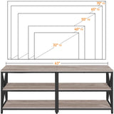 Yaheetech TV Stand for 70 Inch TVs, Industrial Media Entertainment Center with 3-Tier Storage Shelves, 63" TV Console with Metal Frame for Living Room, Gray Yaheetech