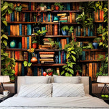 Accnicc Botanical Bookshelf Tapestry Lush Green Plant Book Shelf Tapestries Wall Hanging Art Vintage Retro Potted Plants Academics Library Book Tapestry for Bedroom Living Room Dorm 80 x 60 inch Accnicc
