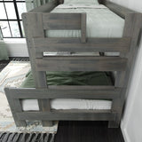 Max & Lily Twin-Over-Full Solid Wood Bunk Bed in Driftwood Finish Max & Lily