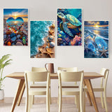 6 Pack Paint by Numbers Kits with Framed for Adults Beginners, Beach Paint by Number Kits on Canvas with Wooden Easel, DIY Acrylic Oil Painting Kits with Brushes for Home Wall Decor (8x12 inch) Mrnsiet