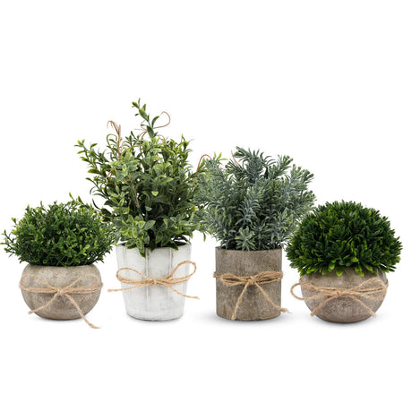 PENGYEE 4 Pack Small Fake Plants, Artificial Plants Indoor for Home Decor, Small Faux Plants Indoor, Fake Plants in White Pot for Bathroom Bedroom Kitchen Office Farmhouse Room Shelf Decor PENGYEE