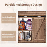 30" Farmhouse Bathroom Vanity with Sink, Bathroom Vanity w/Sliding Barn Door, Modern Bathroom Cabinet w/3 Drawers & Adjustable Shelves, Floor Standing Bathroom Vanity w/Metal Handle, Light Brown Aitjunz