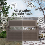 EasyUp 80 Gallon Outdoor Storage Bench, Waterproof and Lockable Deck Box Outdoor Storage Furniture for Patio,Garden,and Porch – Perfect for Storing Garden Tools and Cushions(Gray) EasyUp