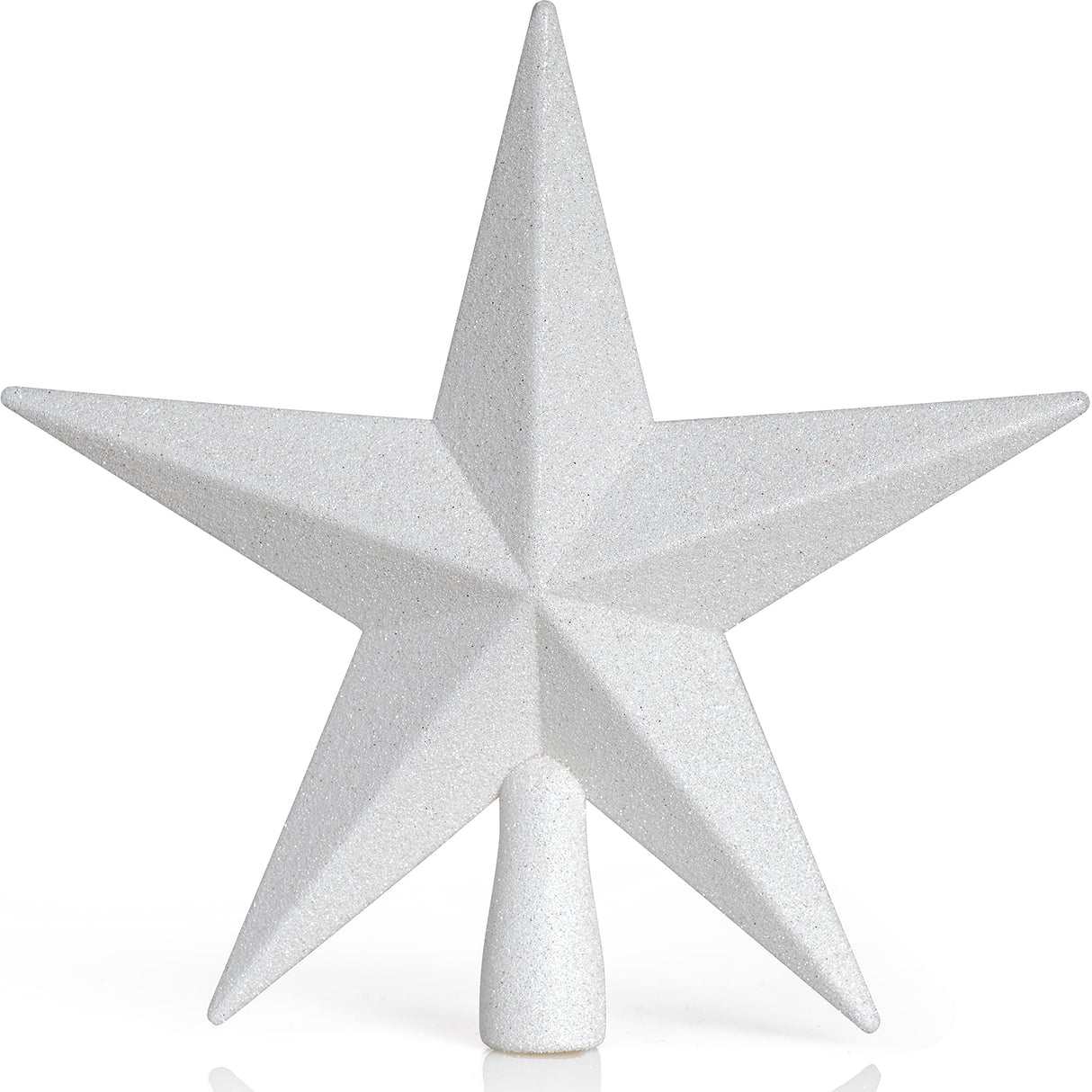 Ornativity Glitter Star Tree Topper - Christmas Decorative Xmas Holiday Bethlehem Star Trees Toppers Ornament Decor (White) 8" Ornativity