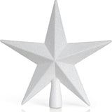 Ornativity Glitter Star Tree Topper - Christmas Decorative Xmas Holiday Bethlehem Star Trees Toppers Ornament Decor (White) 8" Ornativity