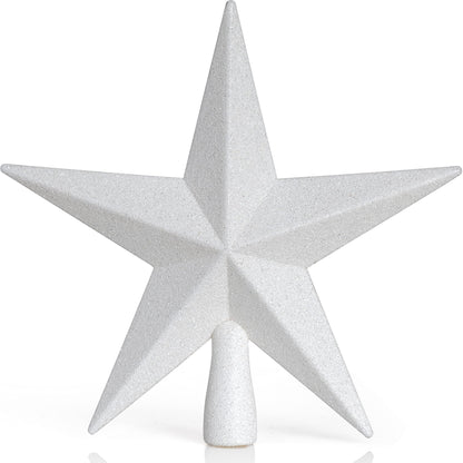 Ornativity Glitter Star Tree Topper - Christmas Decorative Xmas Holiday Bethlehem Star Trees Toppers Ornament Decor (White) 8"