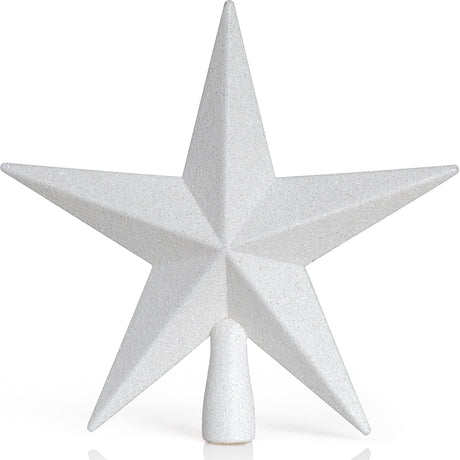 Ornativity Glitter Star Tree Topper - Christmas Decorative Xmas Holiday Bethlehem Star Trees Toppers Ornament Decor (White) 8" Ornativity