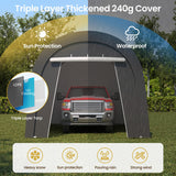 FansaFurn Carport, 10X20 Ft Round Portable Garage, Steel Heavy Duty Carport with Ground Stakes, Tensioner and 2 Roll Up Windows PE Fabric Car Port, Garage, Storage Shed, Tent for Storage, SUV FansaFurn