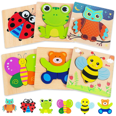 Bekayshad Wooden Puzzles Toddler Toys Gifts for 1 2 3 Year Old Boys Girls, Animal Jigsaw Puzzles Montessori Toys, Learning Educational Christmas Birthday Gifts for Girls Boys Ages 1-3 Bekayshad
