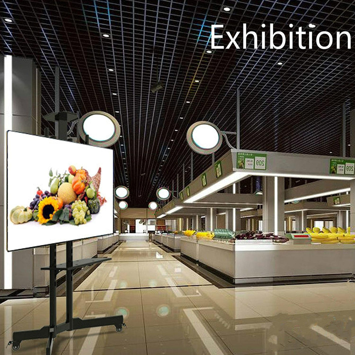 Yaheetech Mobile TV Stand with Wheels for 32-75 Inch LCD LED Screens TVs, Height-Adjustable Rolling TV Cart Hold up to 110 lbs, Trolley Floor Stand w/Tray, Max VESA 600x400mm Yaheetech