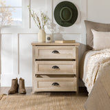 Walker Edison Hazel Modern Farmhouse 3 Drawer Framed Nightstand with Half-Moon Handles, 25 Inch, White Oak Walker Edison